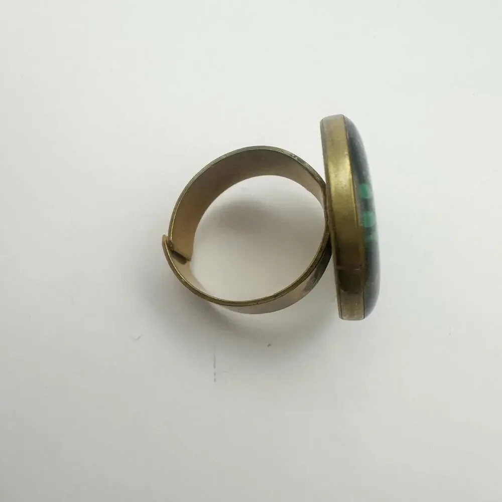 Artisan Jewelry Set Black Green Boho Jewelry Adjustable Ring Earring Lot of 2